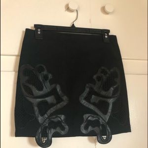 Quality black skirt with Faux leather trim